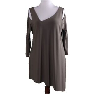 SYMPLI Slinky Stretch Solid‎ Asymmetric Cut Out Tunic Top Size 12 Shirt